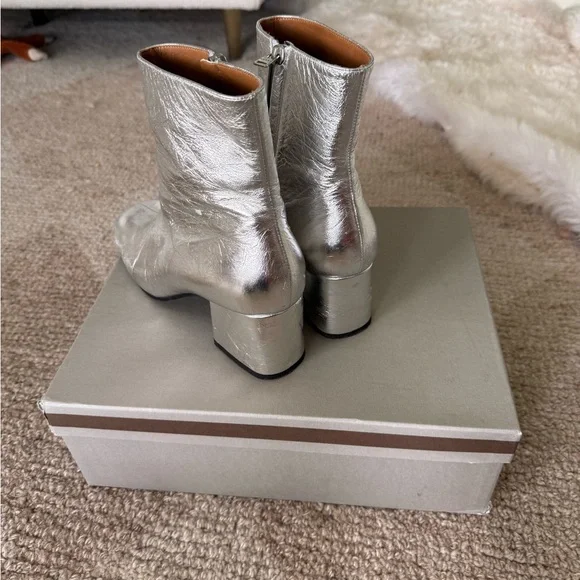 Marni Silver Leather Ankle Boots Mod style size 10  / 40 European - Picture 5 of 16